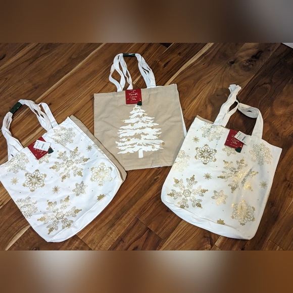 Coterie Studio 6 Canvas 100% Cotton Reusable Holiday Gift Totes NWT❤️ - Picture 4 of 15